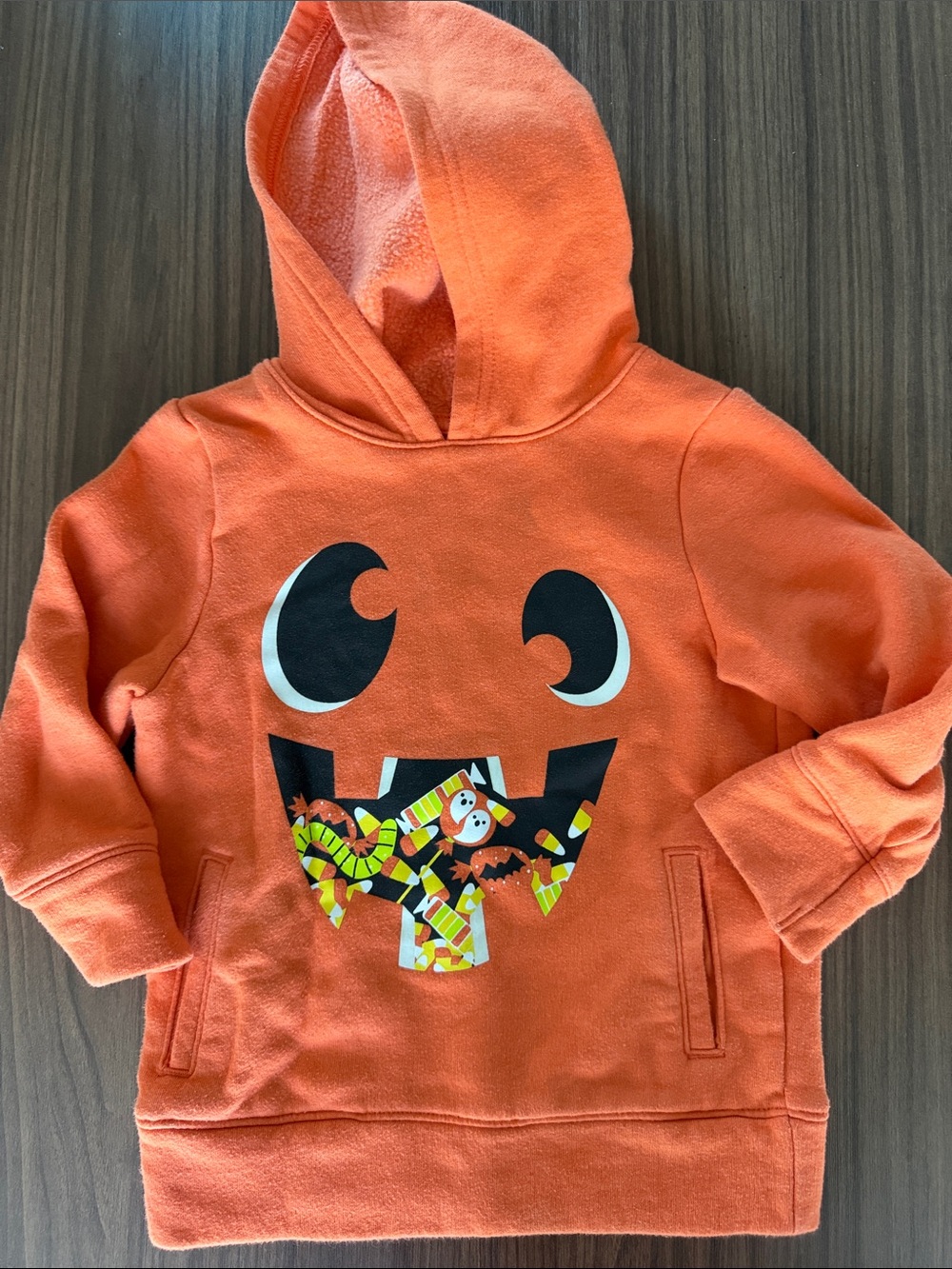 Cat & Jack Orange Halloween Pumpkin Face Hoodie